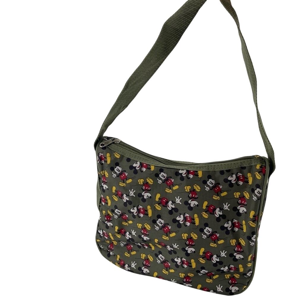 Disney Mickey Mouse Cartoon Canvas Style Lightweight Army Green Shoulder Purse View 3